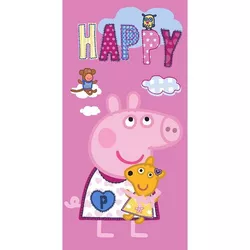 Ręcznik kąpielowy dla dzieci Świnka Peppa i Miś Teddy, 70 x 140 cm