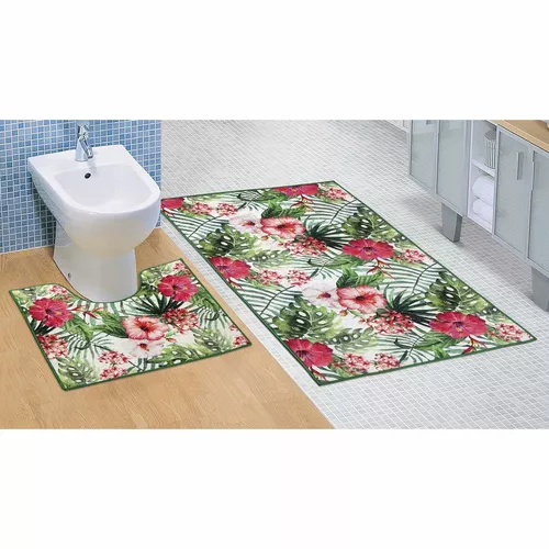 Bellatex Zestaw dywaników łazienkowych Hibiskus 3D, 60 x 100 cm, 60 x 50 cm