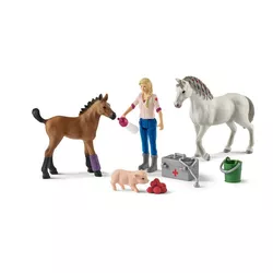 Schleich 42486 Wizyta lekarza u klaczy i źrebaka