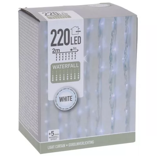 Bożonarodzeniowa zasłona świetlna Spadający deszcz 2 x 1 m, 220 LED, zimny biały