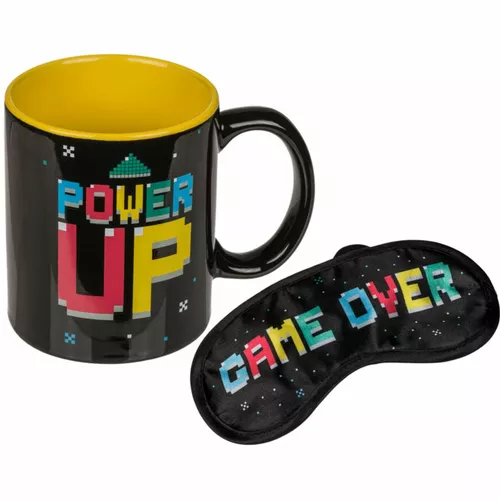 Kubek i maska na oczy Power Up/Game Over