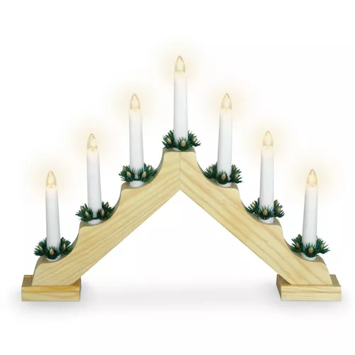 Świecznik świąteczny Candle Bridge brązowy, 7 LED