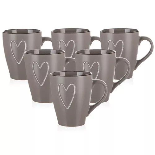 Banquet Kubek ceramiczny HEART 310 ml, 6 szt., brązowy