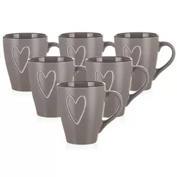 Banquet Kubek ceramiczny HEART 310 ml, 6 szt., brązowy