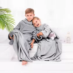 Decoking Koc z rękawami Lazy Kids stalowy, 90 x 105 cm